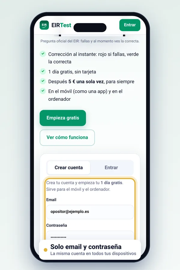 Pantalla de registro